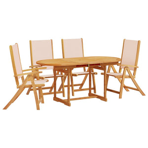 vidaXL 5 Piece Garden Dining Set Solid Wood Acacia and Textilene