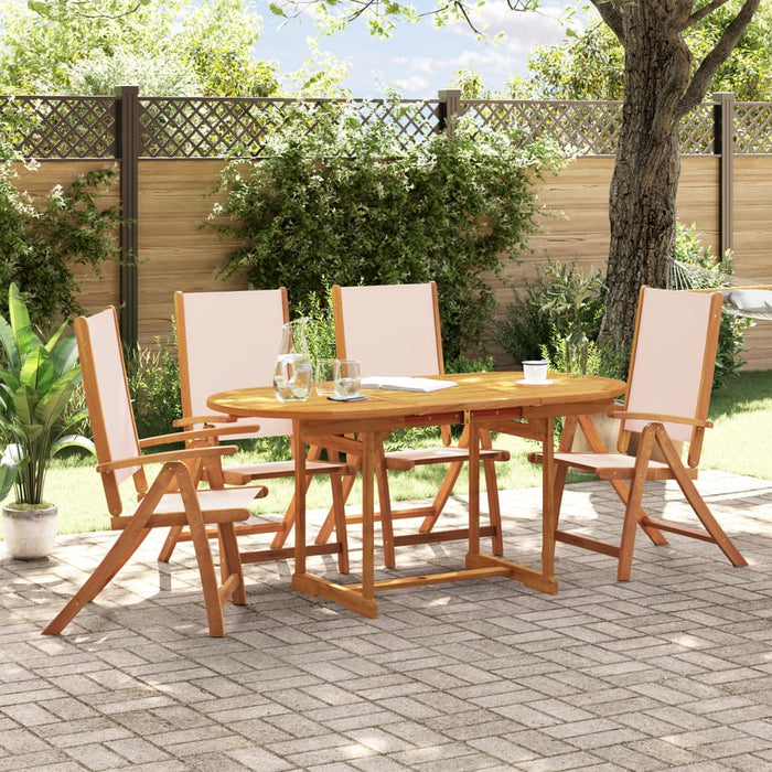 vidaXL 5 Piece Garden Dining Set Solid Wood Acacia and Textilene