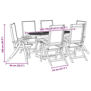 vidaXL 7 Piece Garden Dining Set Solid Wood Acacia and Textilene