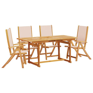 vidaXL 5 Piece Garden Dining Set Solid Wood Acacia and Textilene