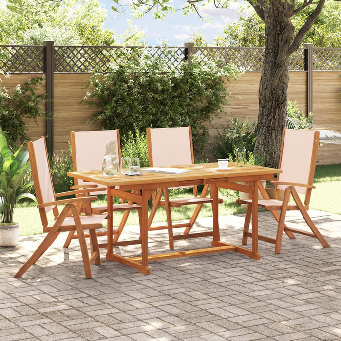 vidaXL 5 Piece Garden Dining Set Solid Wood Acacia and Textilene