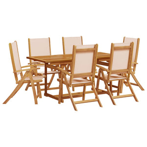 vidaXL 7 Piece Garden Dining Set Solid Wood Acacia and Textilene