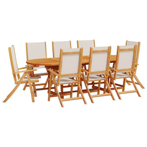 vidaXL 9 Piece Garden Dining Set Solid Wood Acacia and Textilene