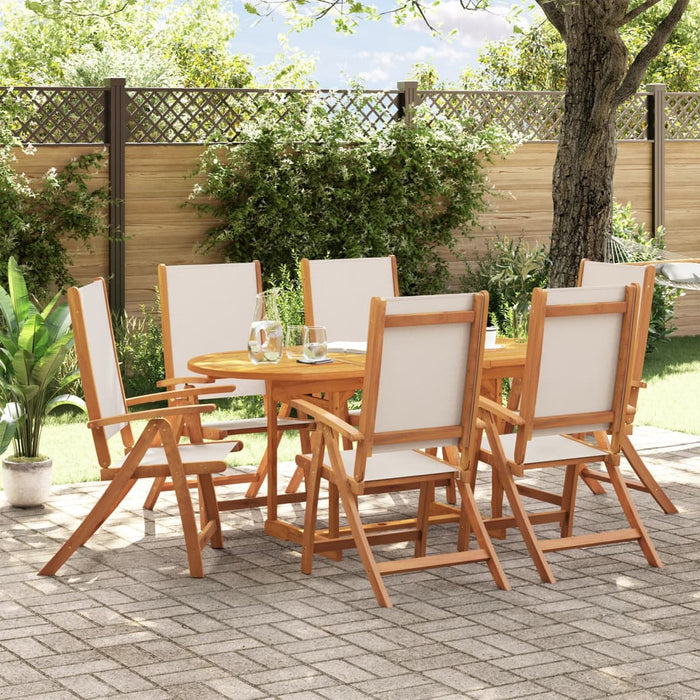 vidaXL 7 Piece Garden Dining Set Solid Wood Acacia and Textilene