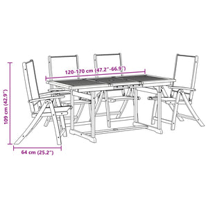 vidaXL 5 Piece Garden Dining Set Solid Wood Acacia and Textilene