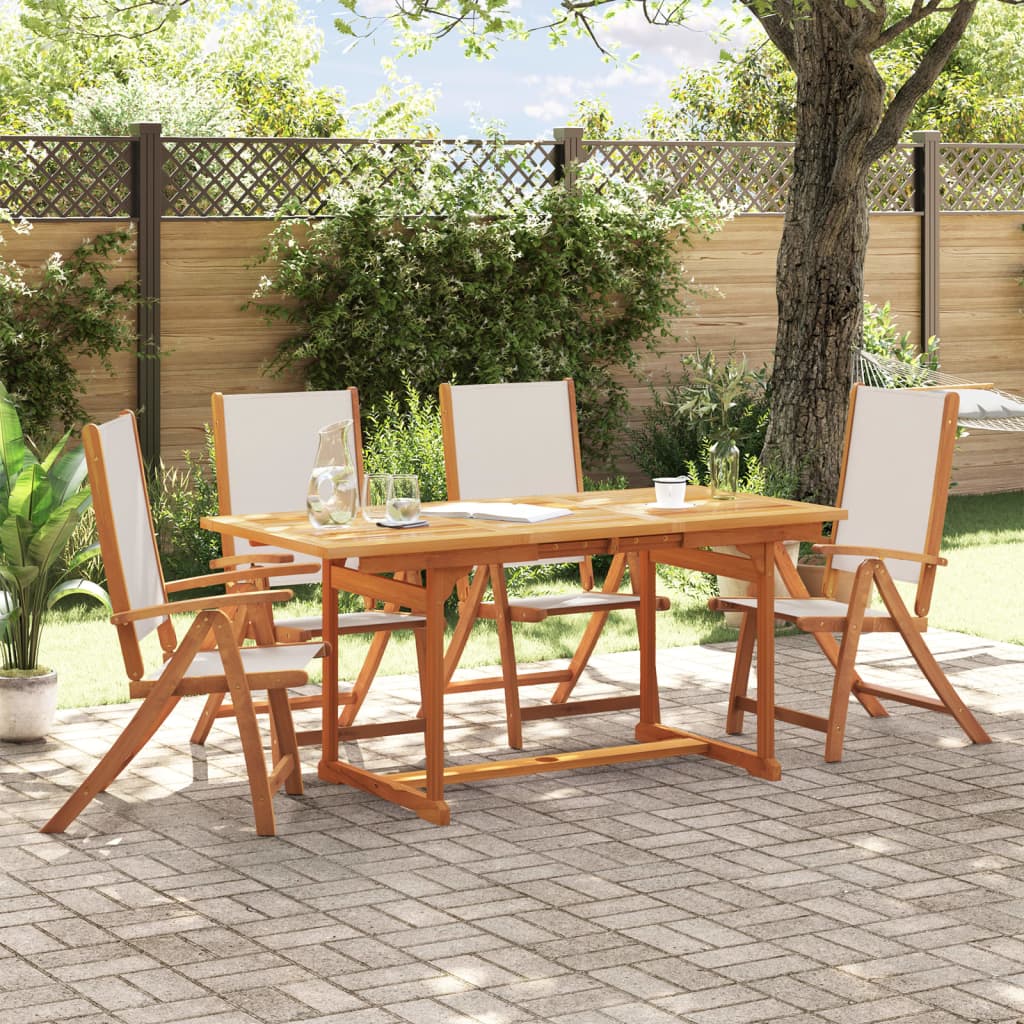 vidaXL 5 Piece Garden Dining Set Solid Wood Acacia and Textilene