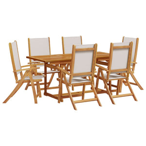 vidaXL 7 Piece Garden Dining Set Solid Wood Acacia and Textilene