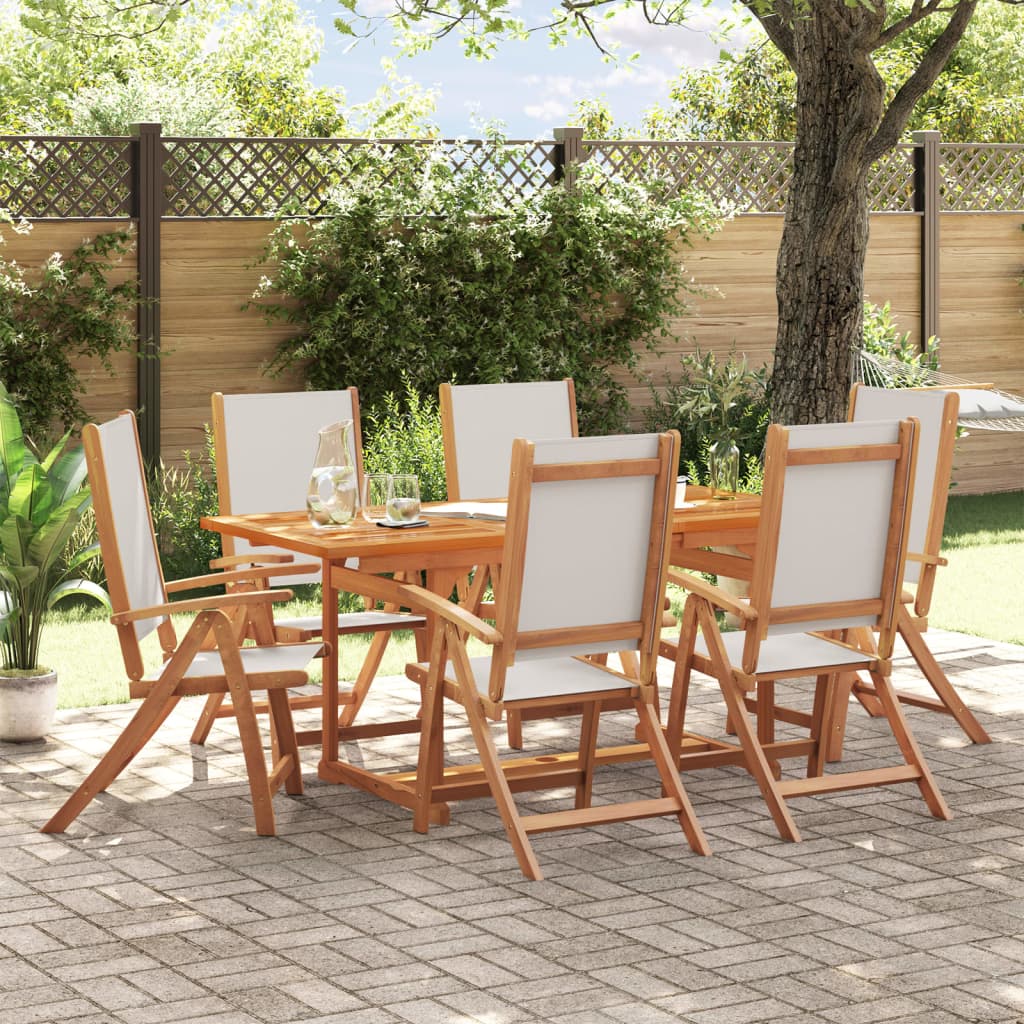 vidaXL 7 Piece Garden Dining Set Solid Wood Acacia and Textilene