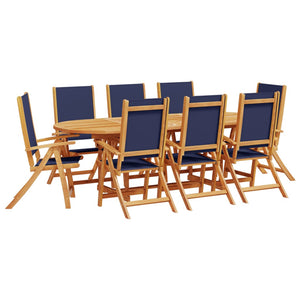 vidaXL 9 Piece Garden Dining Set Solid Wood Acacia and Textilene