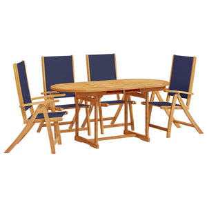 vidaXL 5 Piece Garden Dining Set Solid Wood Acacia and Textilene