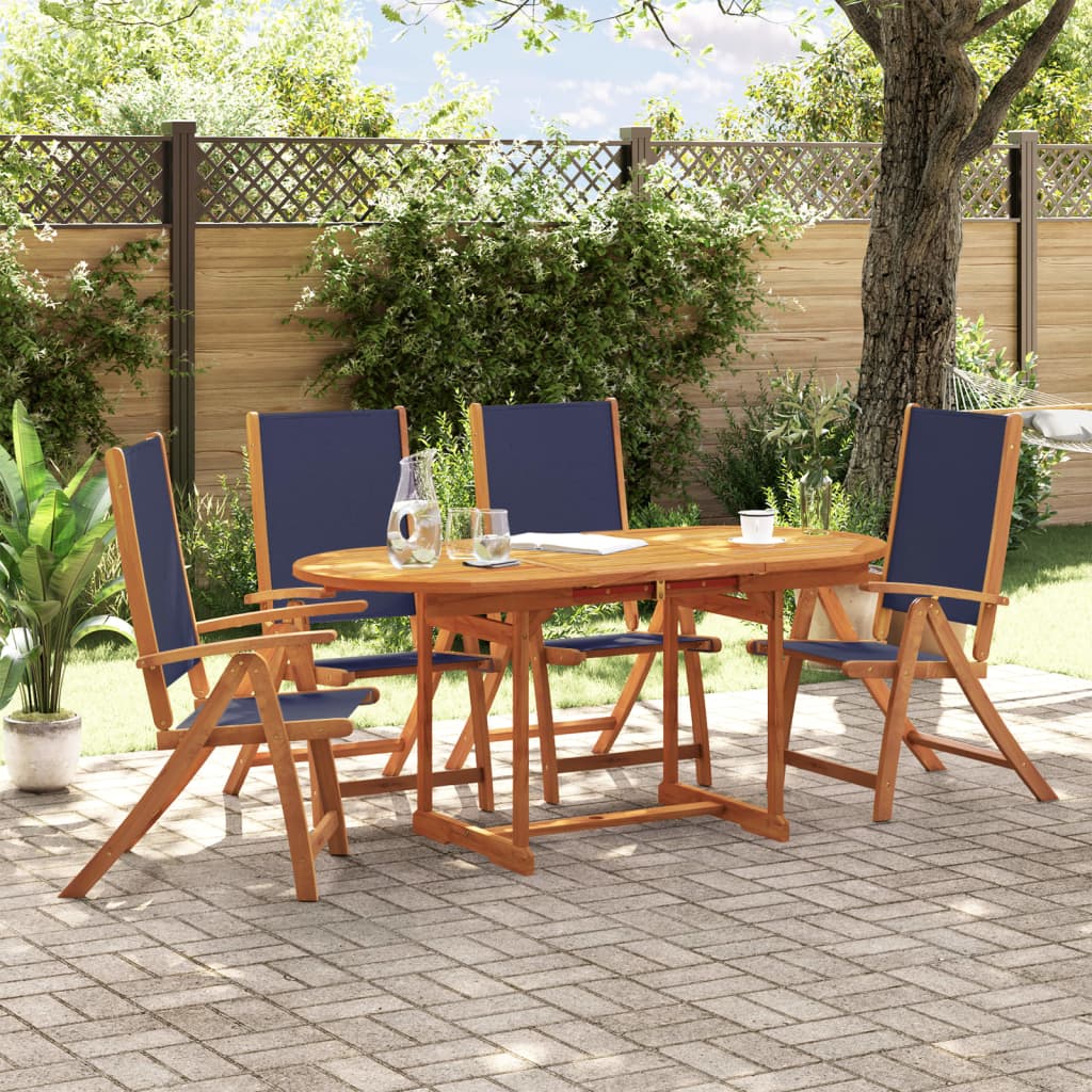 vidaXL 5 Piece Garden Dining Set Solid Wood Acacia and Textilene