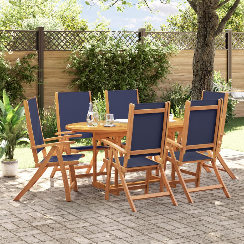 vidaXL 7 Piece Garden Dining Set Solid Wood Acacia and Textilene