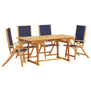 vidaXL 5 Piece Garden Dining Set Solid Wood Acacia and Textilene