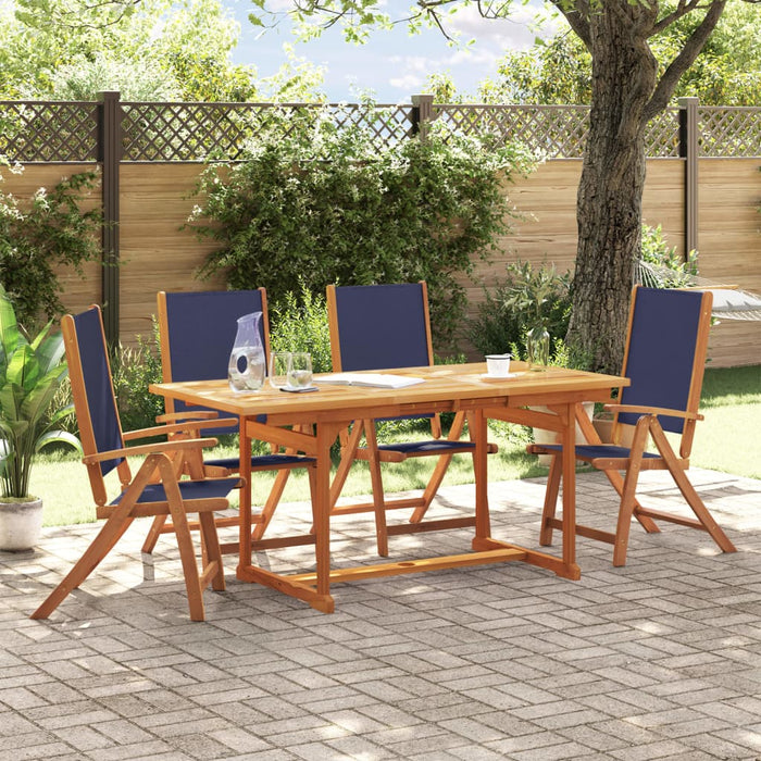 vidaXL 5 Piece Garden Dining Set Solid Wood Acacia and Textilene