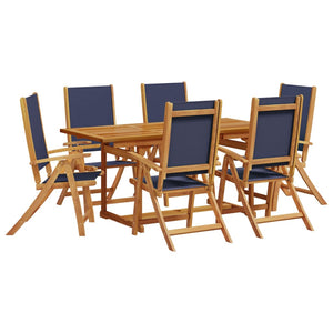 vidaXL 7 Piece Garden Dining Set Solid Wood Acacia and Textilene