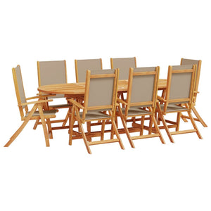 vidaXL 9 Piece Garden Dining Set Solid Wood Acacia and Textilene