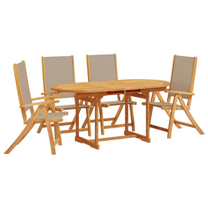 vidaXL 5 Piece Garden Dining Set Solid Wood Acacia and Textilene