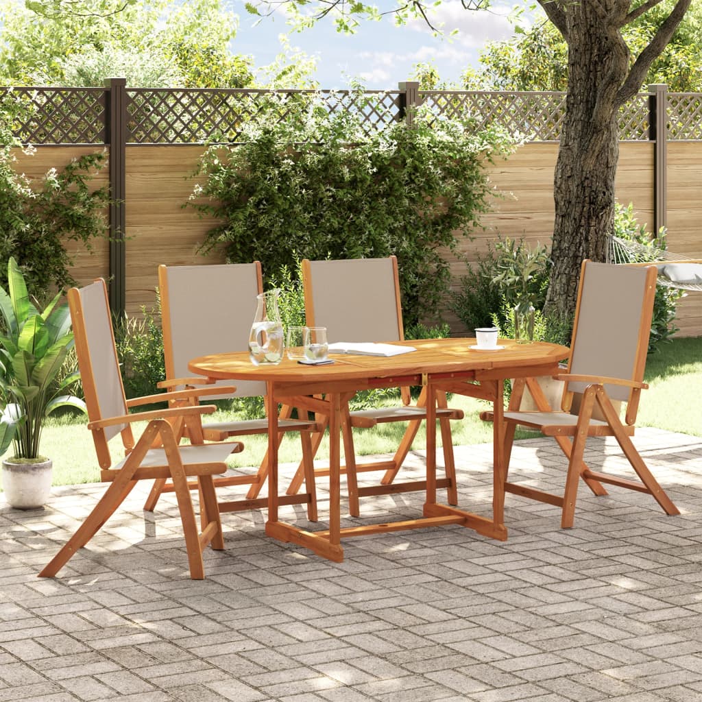 vidaXL 5 Piece Garden Dining Set Solid Wood Acacia and Textilene