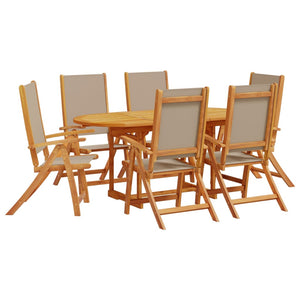 vidaXL 7 Piece Garden Dining Set Solid Wood Acacia and Textilene