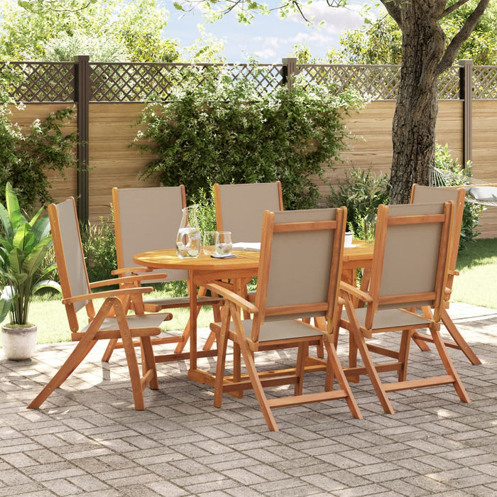 vidaXL 7 Piece Garden Dining Set Solid Wood Acacia and Textilene