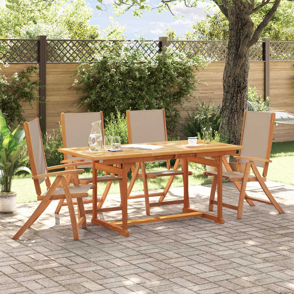 vidaXL 5 Piece Garden Dining Set Solid Wood Acacia and Textilene