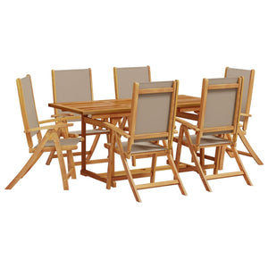 vidaXL 7 Piece Garden Dining Set Solid Wood Acacia and Textilene