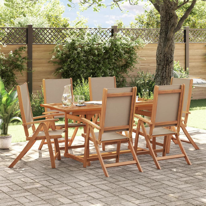 vidaXL 7 Piece Garden Dining Set Solid Wood Acacia and Textilene