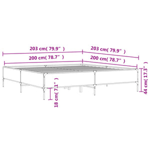 vidaXL Bed Frame without Mattress Grey Sonoma 200x200 cm