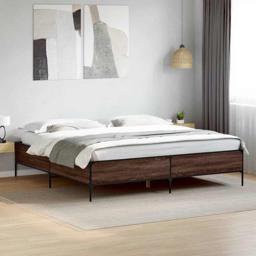 vidaXL Bed Frame without Mattress Brown Oak 200x200 cm