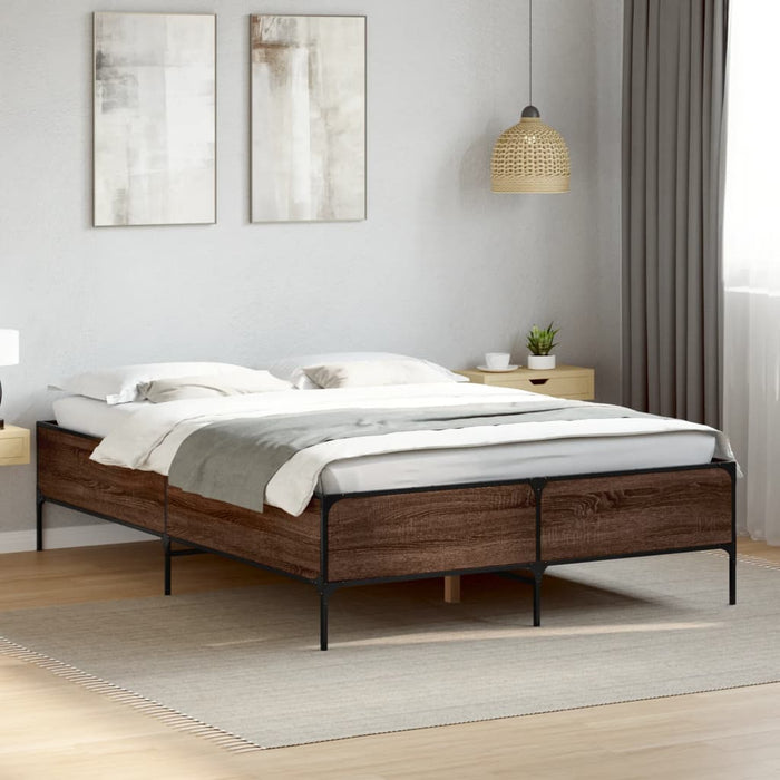 vidaXL Bed Frame without Mattress Brown Oak 140x190 cm