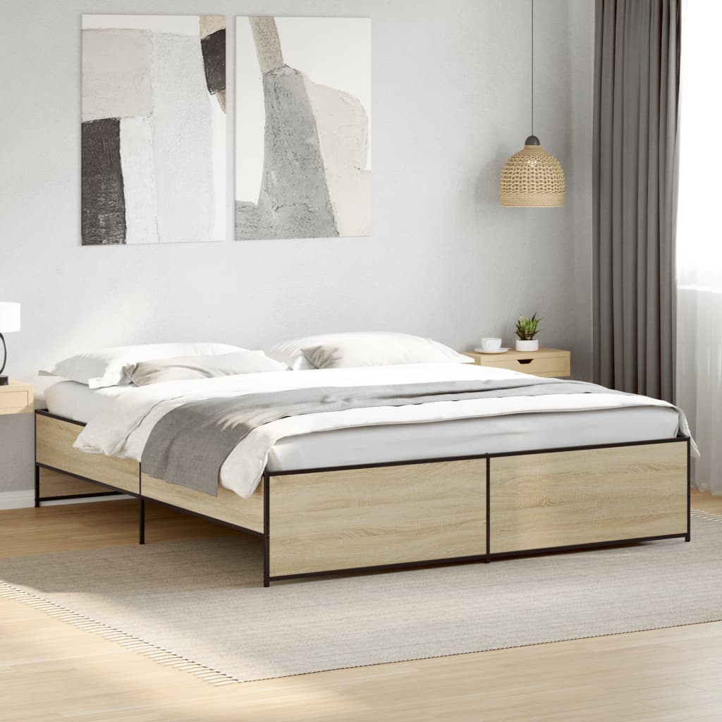 vidaXL Bed Frame without Mattress Sonoma Oak 200x200 cm