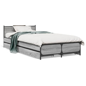 vidaXL Bed Frame with Drawers without Mattress Grey Sonoma 75x190 cm Small Single