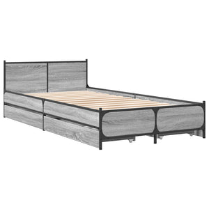 vidaXL Bed Frame with Drawers without Mattress Grey Sonoma 75x190 cm Small Single