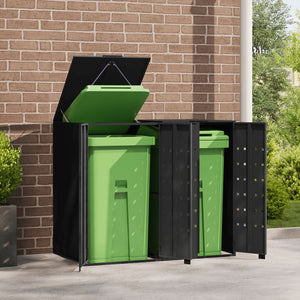 vidaXL Wheelie Bin Storage for 2 Bins Black 138x79x117 cm Steel