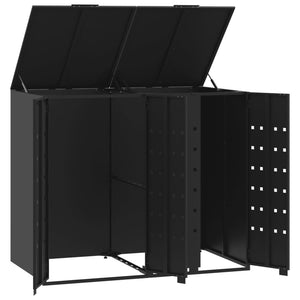 vidaXL Wheelie Bin Storage for 2 Bins Black 138x79x117 cm Steel