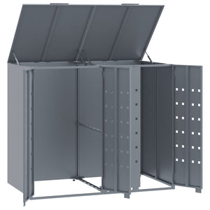 vidaXL Wheelie Bin Storage for 2 Bins Grey 138x79x117 cm Steel