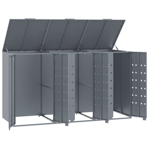 vidaXL Wheelie Bin Storage for 3 Bins Grey 207x79x117 cm Steel