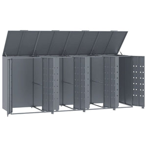 vidaXL Wheelie Bin Storage for 4 Bins Grey 276x79x117 cm Steel