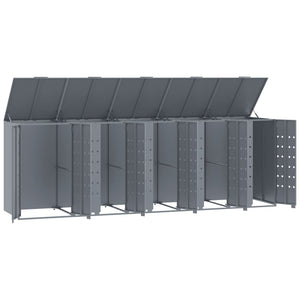 vidaXL Wheelie Bin Storage for 5 Bins Grey 345x79x117 cm Steel