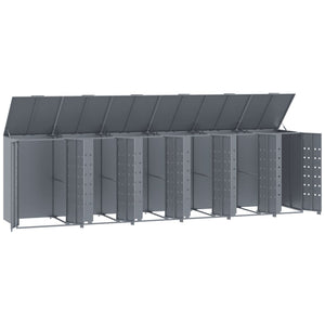 vidaXL Wheelie Bin Storage for 6 Bins Grey 414x79x117 cm Steel