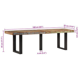 vidaXL Bench 160 cm Solid Wood Reclaimed and Steel