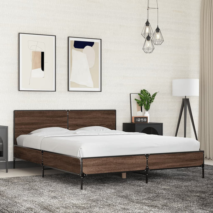 vidaXL Bed Frame without Mattress Brown Oak 150x200 cm King Size