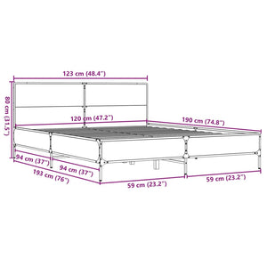 vidaXL Bed Frame without Mattress Smoked Oak 120x190 cm Small Double