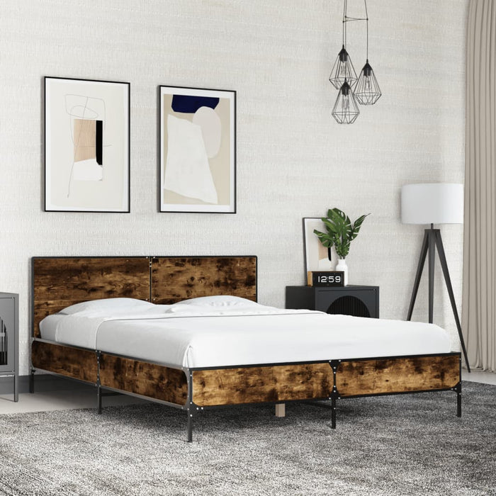 vidaXL Bed Frame without Mattress Smoked Oak 120x190 cm Small Double