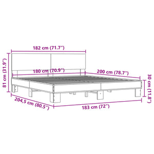 vidaXL Bed Frame without Mattress Black 180x200 cm Super King