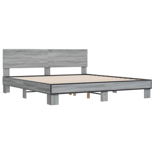 vidaXL Bed Frame without Mattress Grey Sonoma 180x200 cm Super King