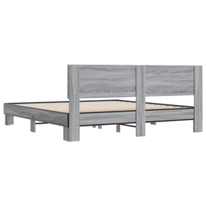 vidaXL Bed Frame without Mattress Grey Sonoma 180x200 cm Super King