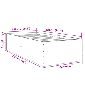 vidaXL Bed Frame without Mattress Sonoma Oak 100x200 cm