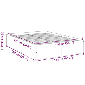 vidaXL Bed Frame without Mattress Grey Sonoma 140x190 cm