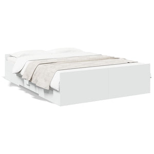 vidaXL Bed Frame with Drawers without Mattress White 135x190 cm Double